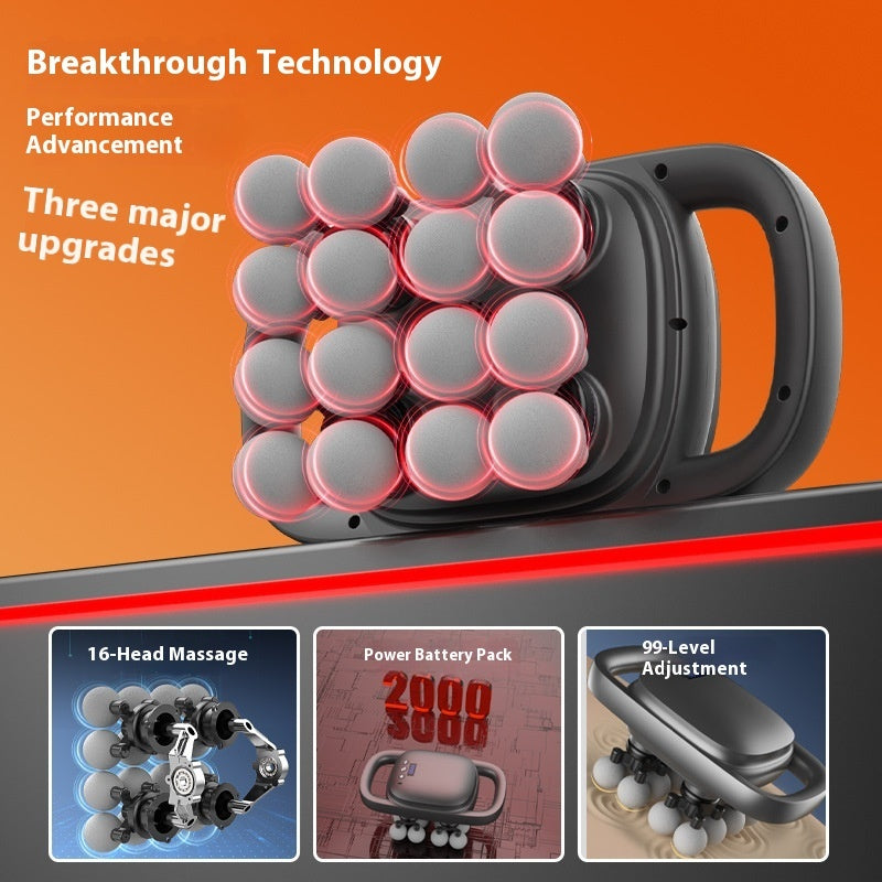 Masajeador Eléctrico Profesional 16 Cabezales – Alivio Profundo para Cuello, Espalda y Piernas